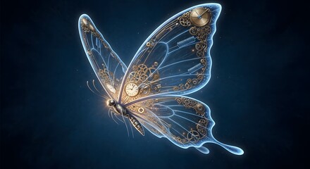 Steampunk butterfly with transparent background