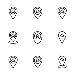 Address symbol icon vector isolated on white background . address icon vector. home location icon