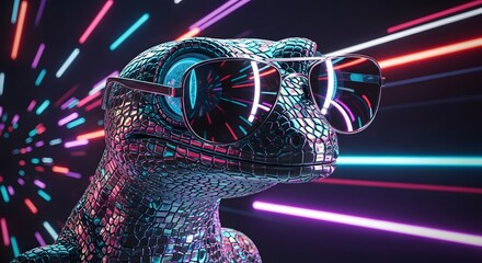 Stylized gecko wearing sunglasses