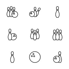 Bowling game Pin Icon vector isolated on white background. Bowling icon, ball and pin