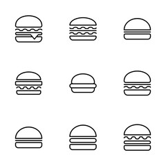 Hamburger icon vector isolated on white background. Burger and hamburger icon. Fast food vector icon