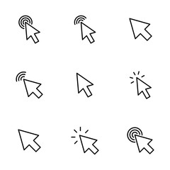 Click icon vector isolated on white background. Cursor icon. Computer mouse click cursor black arrow icons. pointer arrow