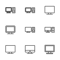 Computer icon vector isolated on white background. PC Icon vector. Computer monitor icon. Flat PC symbol