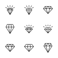 Diamond icon vector isolated on white background. Diamond vector icon. Gemstone symbol