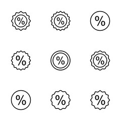 Discount icon vector isolated on white background. Discount tag icon.