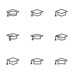 Education icon vector isolated on white background. Graduation cap icon. Graduate. Students cap