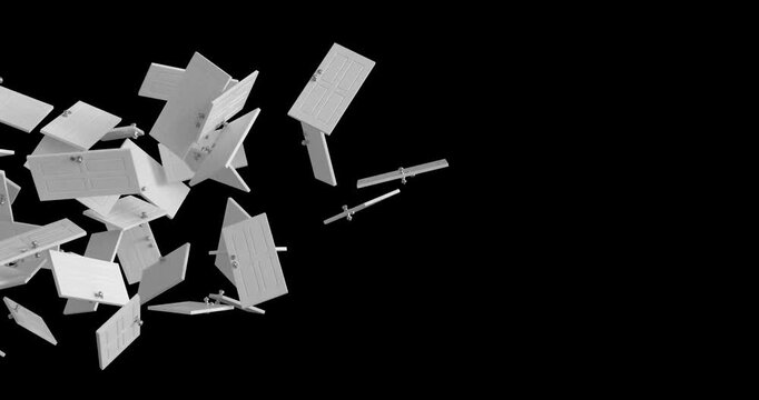 White doors moving continuously in a seamless loop, creating a clean minimal visual effect. Ideal for motion graphics, overlays, transitions, and background design.