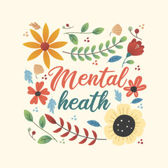 mental health  with decorative background for social media feed