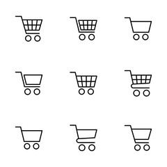 Shopping icon vector isolated on white background. Shopping cart icon. Basket icon. Trolley