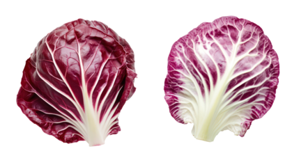 Two radicchio leaves isolated on transparent background