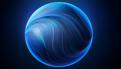 Circle Dynamic Amorphous Shape Fluid Form With Line Blue Gradient