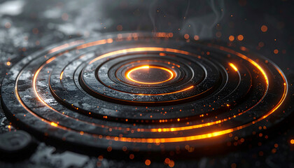 Mysterious Technology Circles: A captivating glimpse into advanced technology, with concentric circles glowing vibrantly. It evokes the aura of innovation and sophistication.