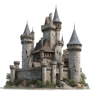 vintage stone castle png isolated background material