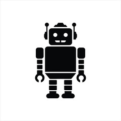 Robot Icon – Cute Retro Robot Silhouette Vector
