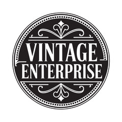 Circular vintage enterprise logo with ornate details