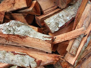 Pile of wood in the countryside
