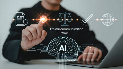 Ethical communication in 2026 person interacting with AI justice global data protection