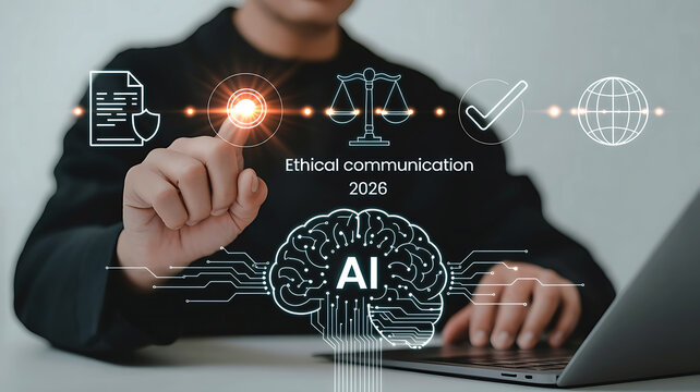 Ethical communication in 2026 person interacting with AI justice global data protection