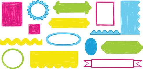Colorful Hand-Drawn Decorative Borders and Frames for Creative Projects