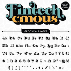 Groovy Retro Vintage Serif Bold Font alphabet vector file	