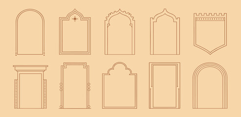 Collection of arched and decorative frames and borders in a vintage style