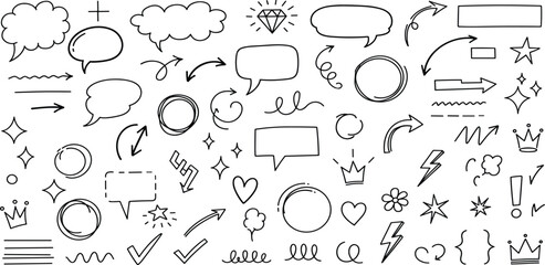 Doodle Vector Pack Arrows, Speech Bubbles, and Hand-Drawn Elements