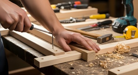 Chef slicing seasoned meat on cutting board with stainless-steel kitchen tools