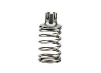 Metal spring component part of machine equipment isolated in spare parts