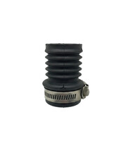 Black flexible rubber intake boot with metal clamp for air duct connection part