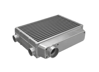 Intercooler automotive engine part used to cool air entering engine on transparent