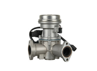 Egr valve of a car engine isolated on transparent background motor part exhaust