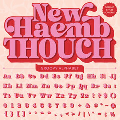 Groovy Retro Vintage Serif Bold Font alphabet vector file	
