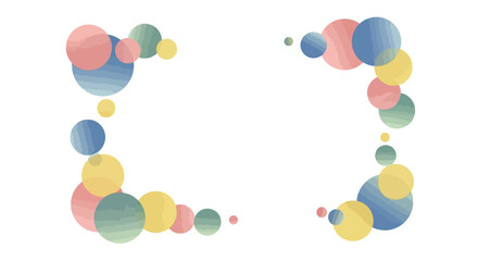 Abstract watercolor style frame featuring colorful circles on a white background design