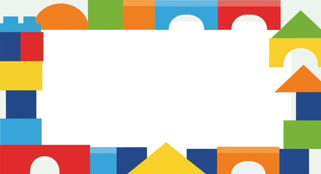 Colorful frame made of building blocks perfect for children's designs and educational materials