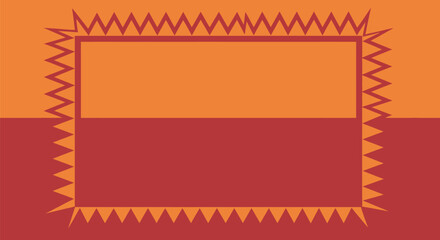 Abstract two-tone background with jagged frame in shades of orange and red creating a modern