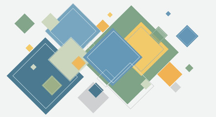 Elegant geometric background with pastel colored overlapping squares offering modern aesthetic
