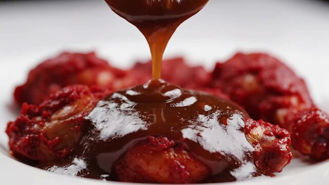 Tandoori chicken with sauce being poured on top indian food