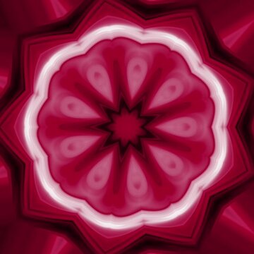red kaleidoscope flower spiral, spiral floral red symmetry, abstract red bloom kaleidoscope, fractal red flower spiral, hypnotic red floral pattern, seamless red bloom rotation, vivid red spiral manda