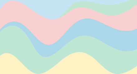 Pastel waves background featuring pink, blue, green, and yellow pastel colors for design projects