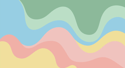 Abstract pastel color waves background banner with soft flowing curves and lines design
