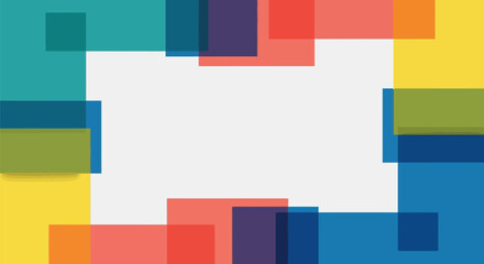 Colorful abstract background with overlapping squares and empty space for text or image