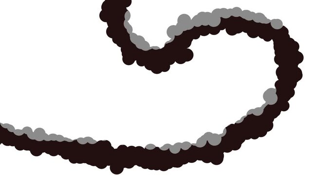 A strip of bumpy or bubbly shapes wriggles during the animation. The movement of a worm or parasite.