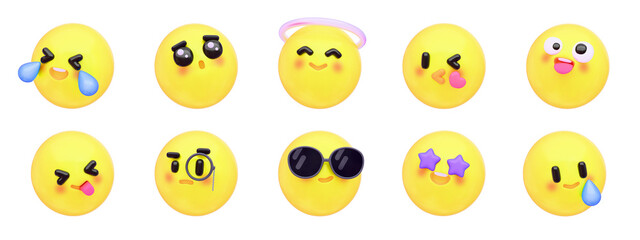 かわいい3D絵文字アイコンセット