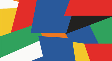 Abstract Composition of Geometric Shapes and Primary Colors in a Modern Style