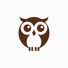 owl emblem round-eye vector logo for branding, education, and nature