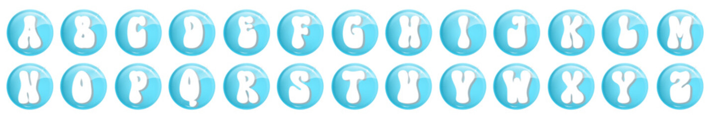 Blue Circular Alphabet Icons – A to Z Educational Set
