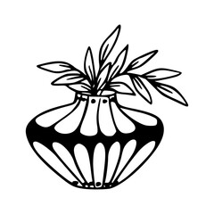 decorative ceramic pot with foliage outline