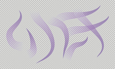 Abstract purple wavy lines on transparent background curves