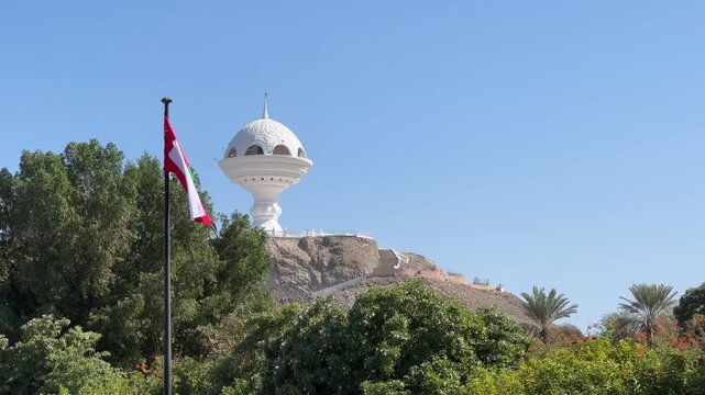 Riyam Censer Muscat 4K Frankincense Burner Monument Oman Landmark Gulf Middle East City Scenic Footage