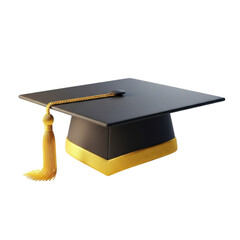 Graduation cap isolated on transparent background, a symbol of academic achievement